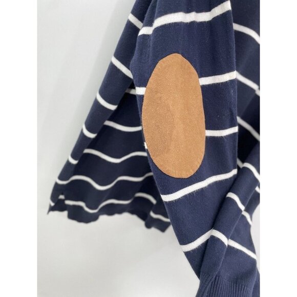 Market & Spruce Women's Aubree Elbow Patch Sweater Navy Striped Size 1x - Picture 6 of 11